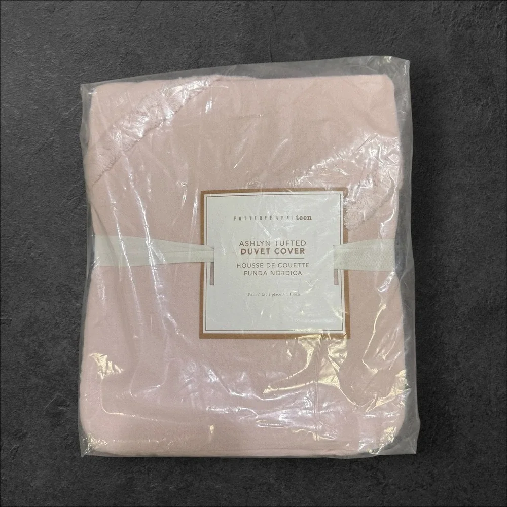Pottery Barn Teen Ashlyn Tufted Duvet Cover Twin Pale‎ Blush Organic Cotton NEW